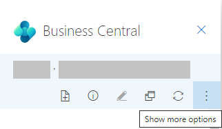 Business Central add-in action bar in Outlook.