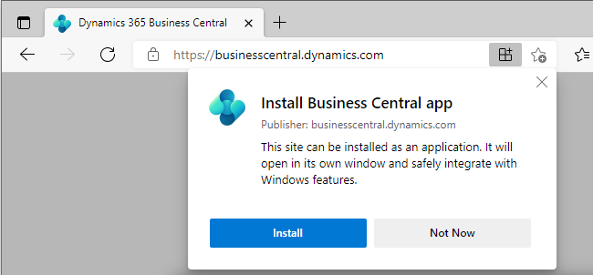 illustration of a button for installing an app in Edge.