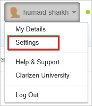 Settings Selecting "Settings" under your username