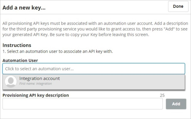 Screenshot of Integration Account.