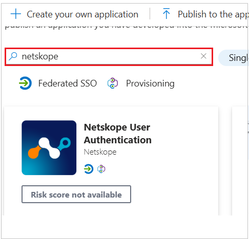 Screenshot of Netskope User Authentication in the results list.