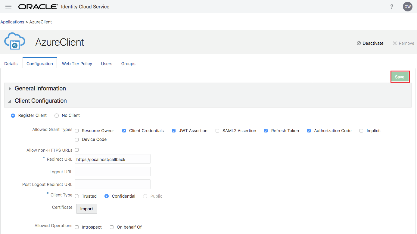 Configuration Screenshot shows the Oracle Configuration.
