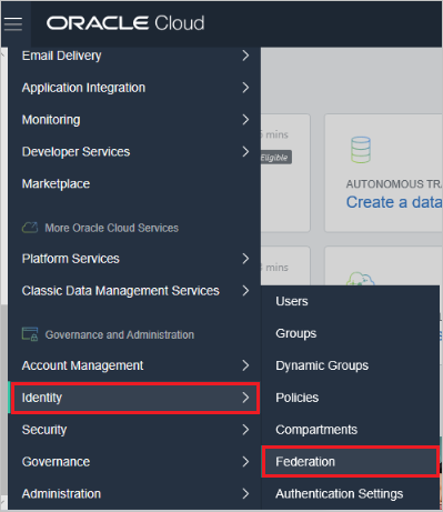 Admin Screenshot shows the Oracle Admin console for identity management.