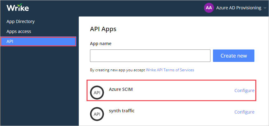 Screenshot of Azure SCIM.