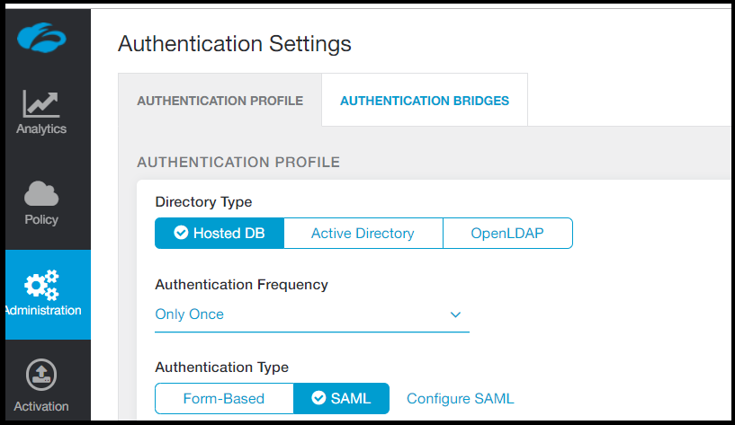 Screenshot that shows On Authentication Settings.