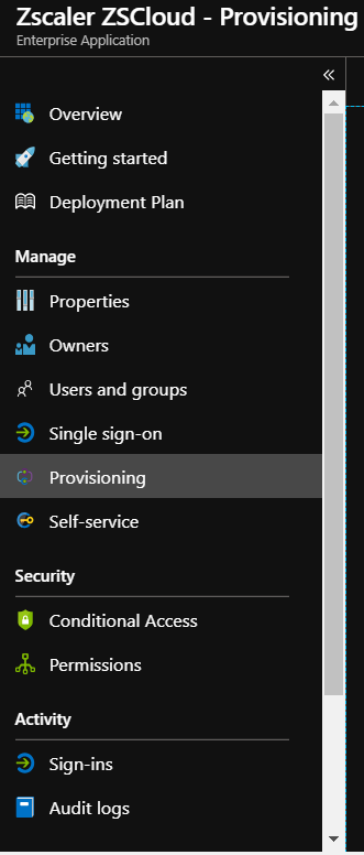 Screenshot of Zscaler ZSCloud Provisioning.