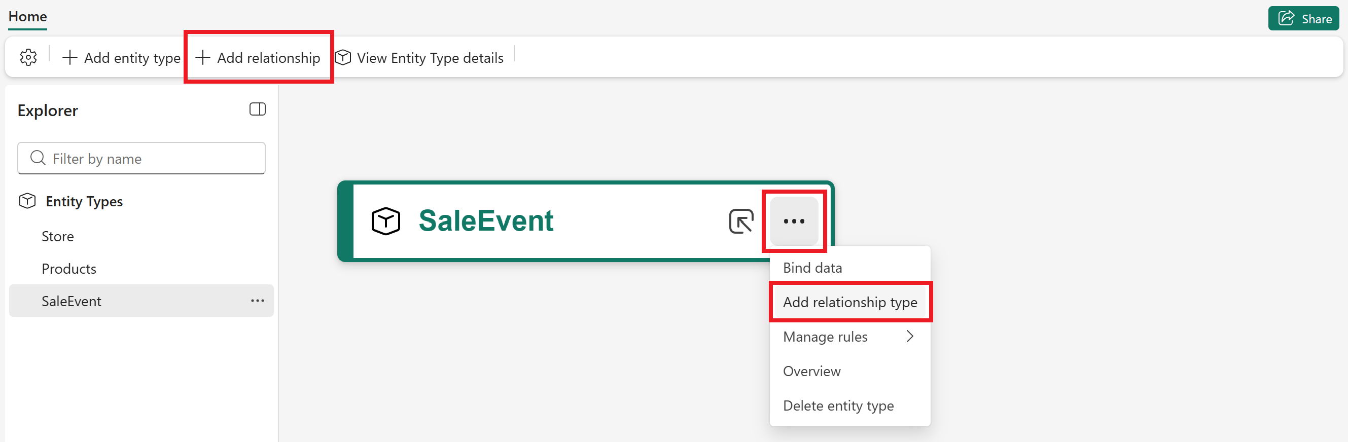 Screenshot of adding a relationship type.