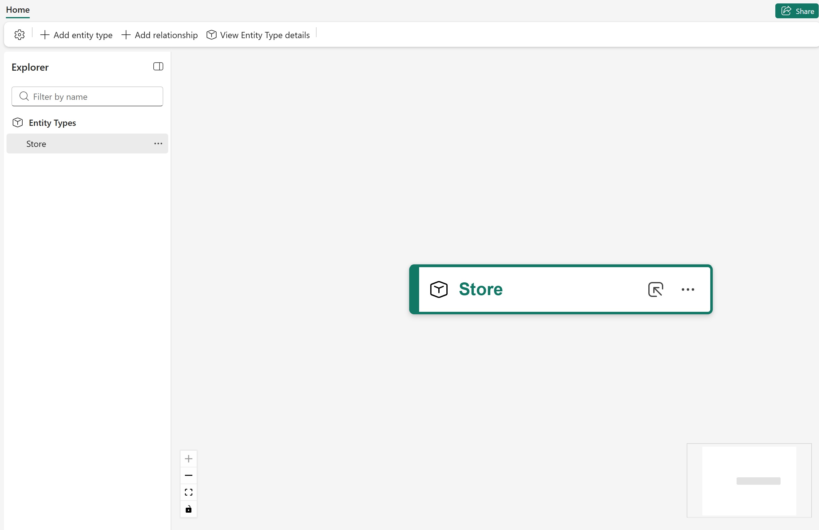 Screenshot of the new Store entity type.