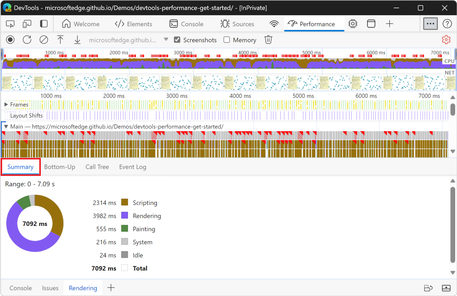 The Summary tab