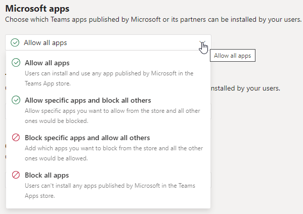 the app permissions policy in the Teams admin center.