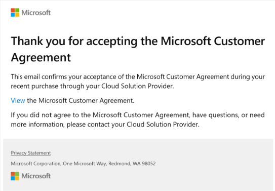 Screenshot that shows an example of the customer notification.