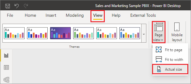 Screenshot of page view dropdown to show actual size for easier tooltip creation.
