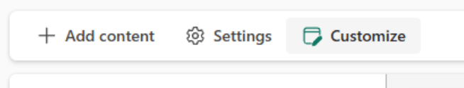 Screenshot of the org app customize button from authoring.