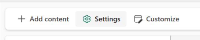 Screenshot of the Settings button in the org app authoring toolbar.