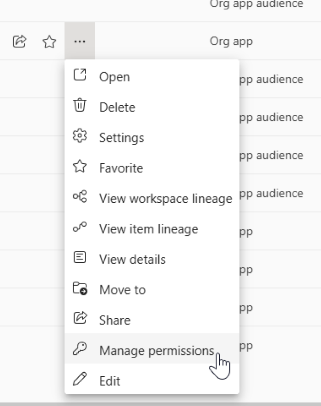 Screenshot of the org app permissions modification menu.