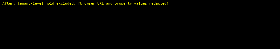Screenshot of the site properties after execution showing that the tenant-level hold is excluded.