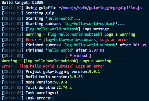 Gulp logging