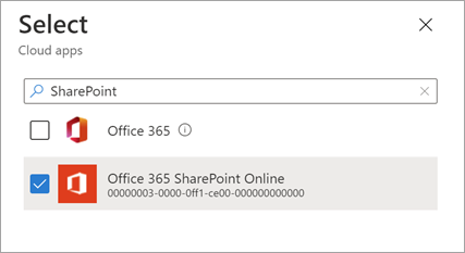 Selecting the SharePoint app