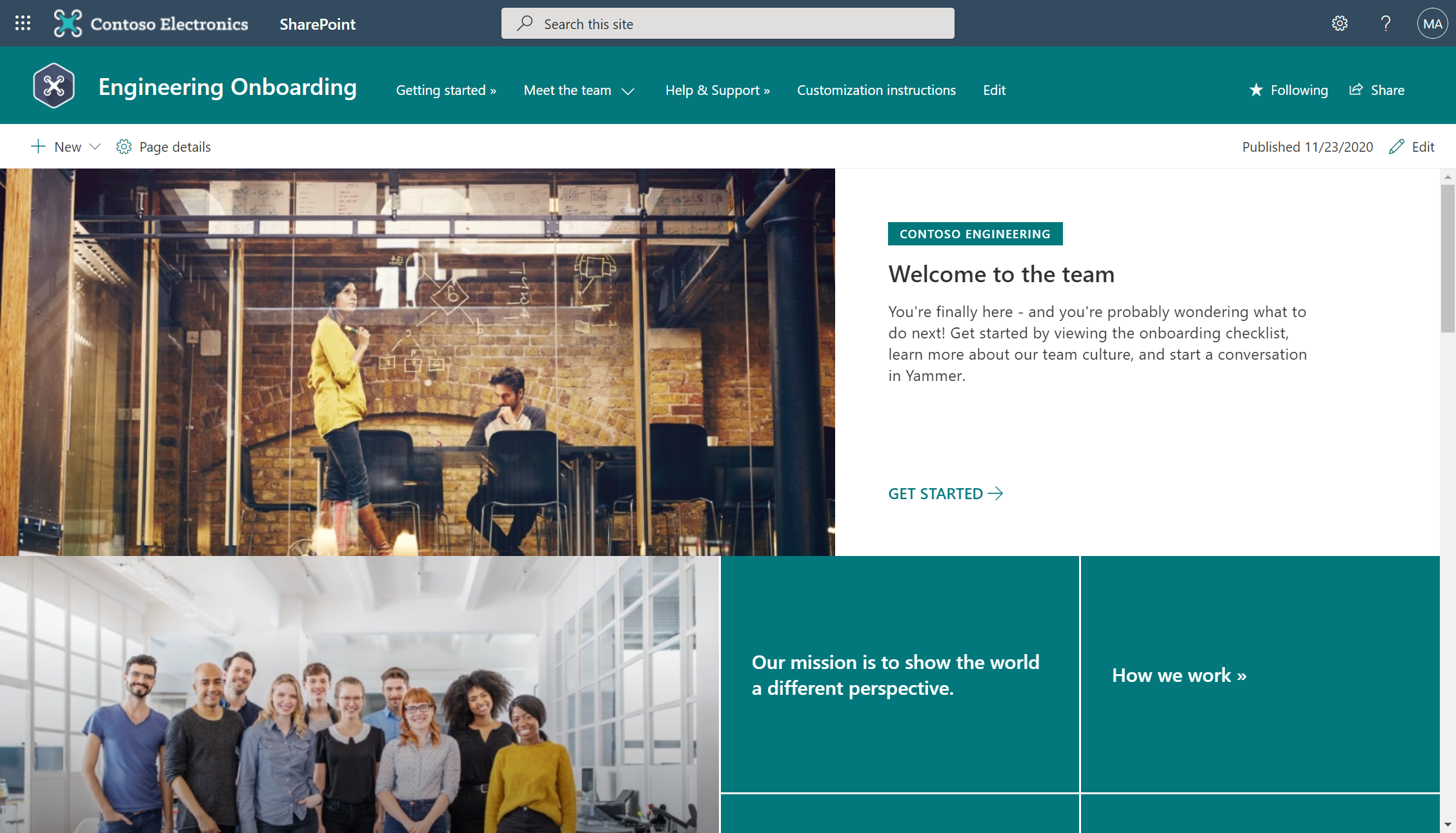 Overview of the Microsoft New Employee Onboarding sites SharePoint in