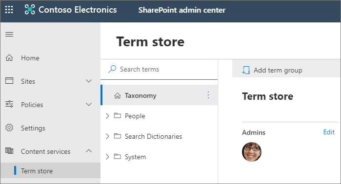 Screenshot of the Term Store Management Tool