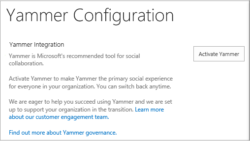 Viva Engage Configuration page in Central Admin