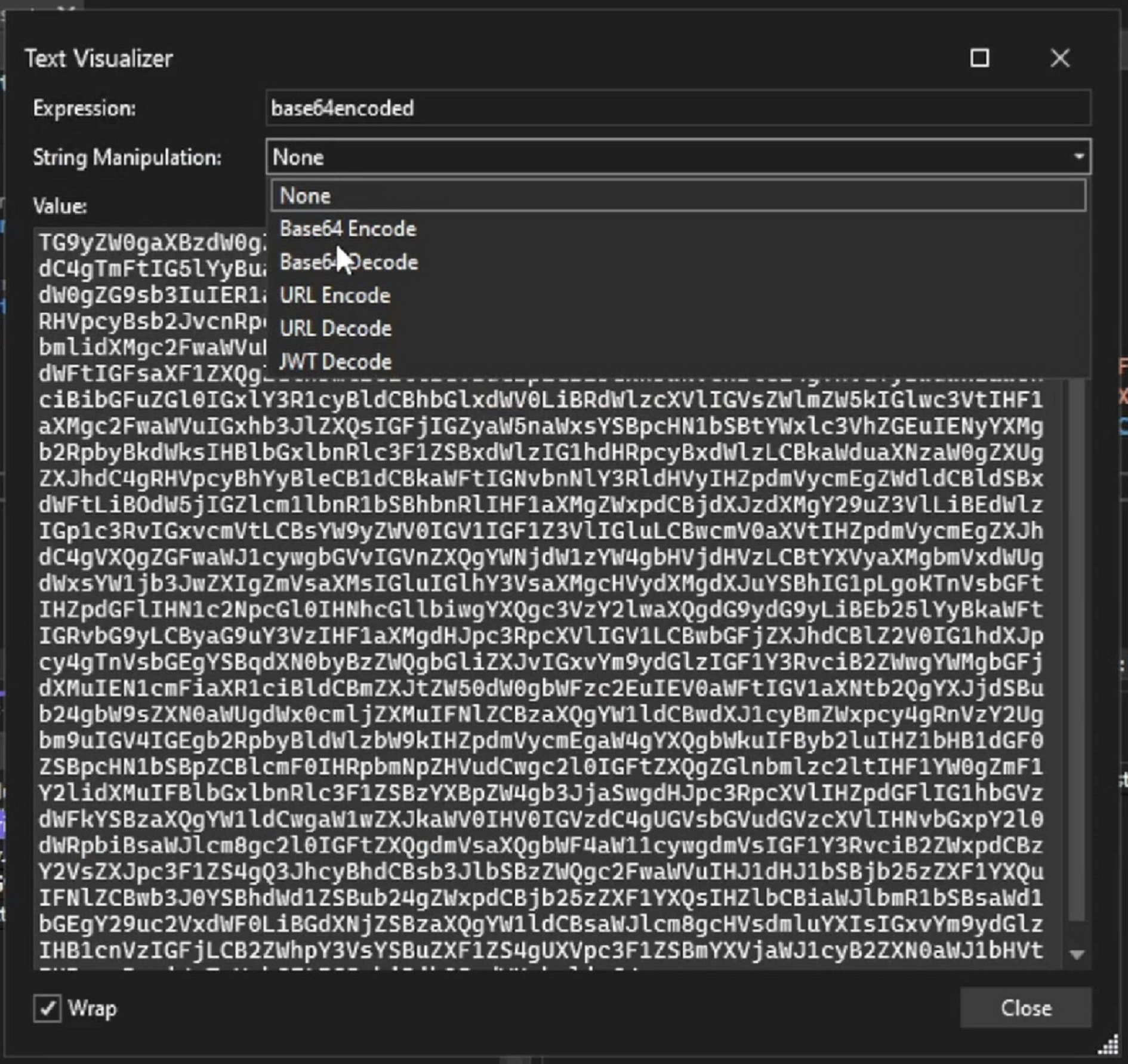 Text string visualizer Screenshot of Text string visualizer.