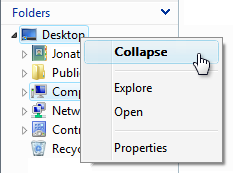 screen shot of context menu displaying commands