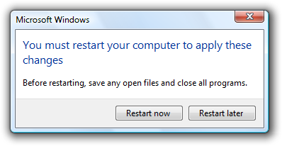 screen shot of restart button, 'r' not underlined