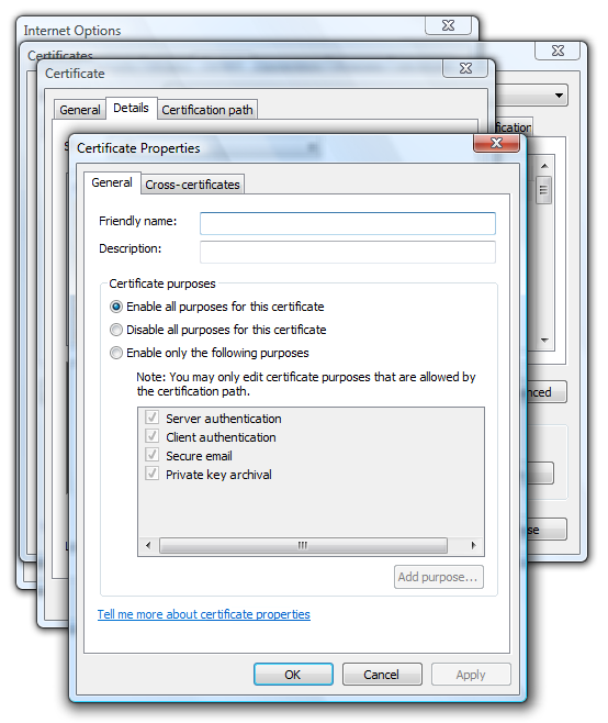 screen shot of three owned property windows