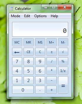 screen shot of glass frame around calculator