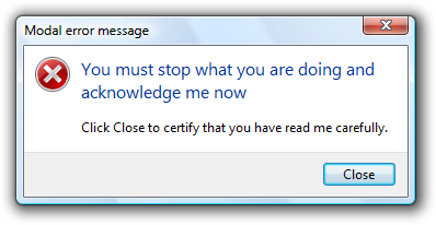 screen shot of message: stop what you are doing