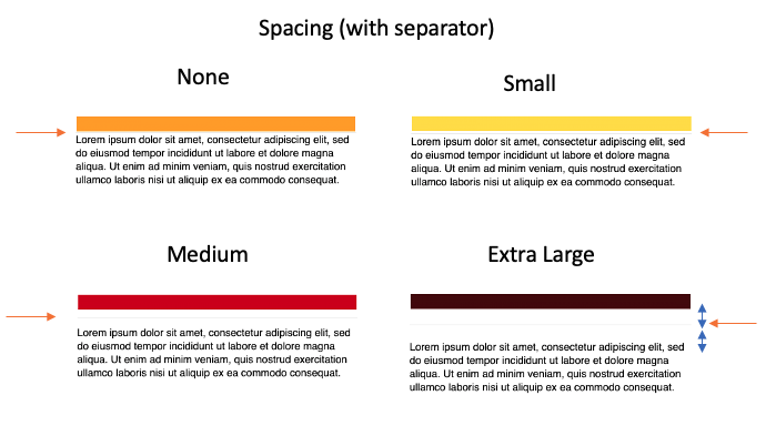 Spacing and seperator combination