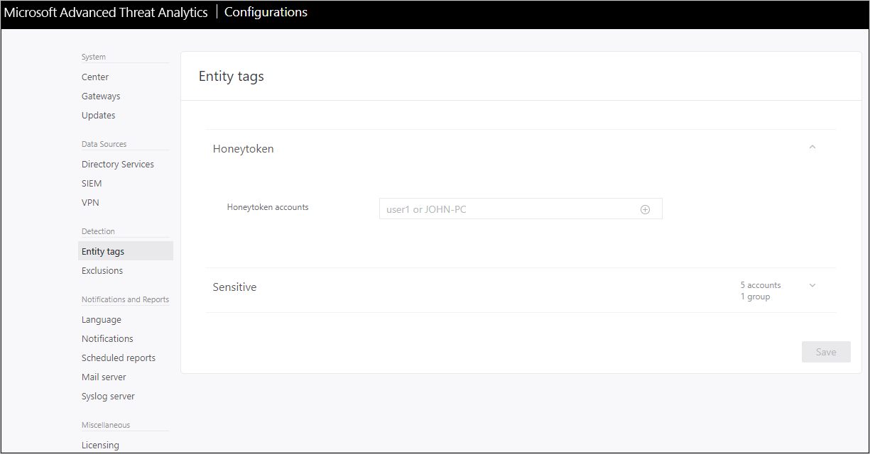 Screenshot showing Honeytoken account name entry.
