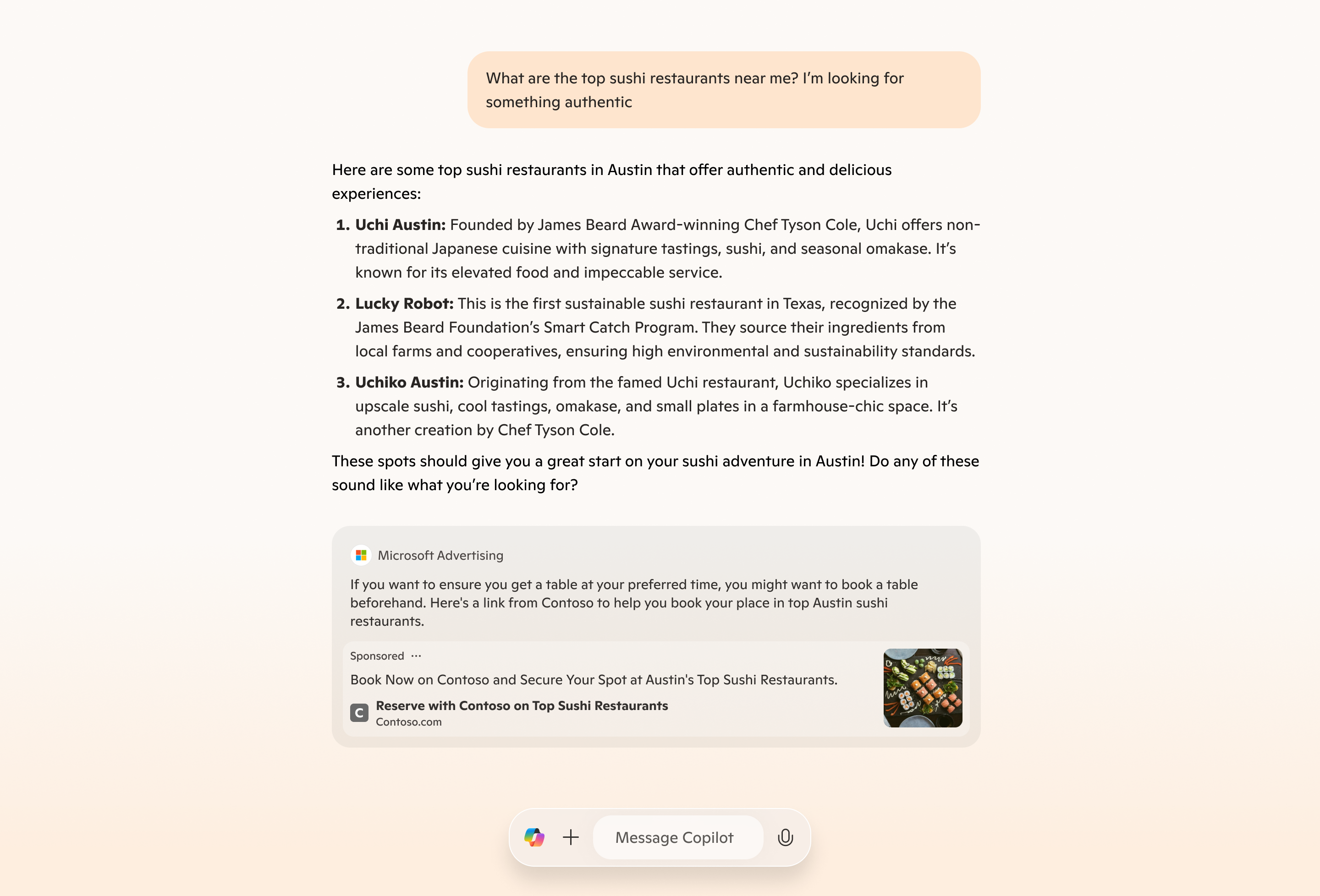 Example Search ad in Copilot.