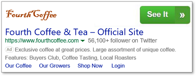Green call to action button on the right side of the ad.