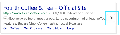 Gray call to action button on the right side of the ad.