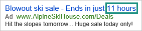 Ad with a countdown in hours.