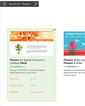 An example of a Bing Smart Search ad.