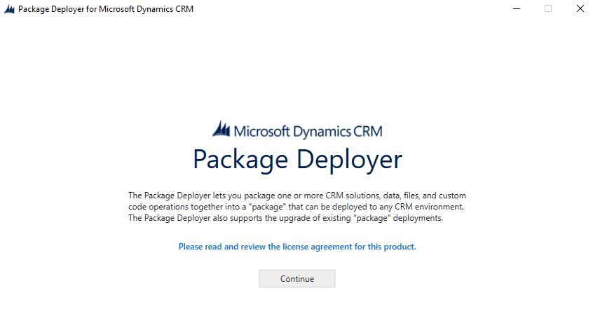 Screenshot of the Package Deployer landing page.