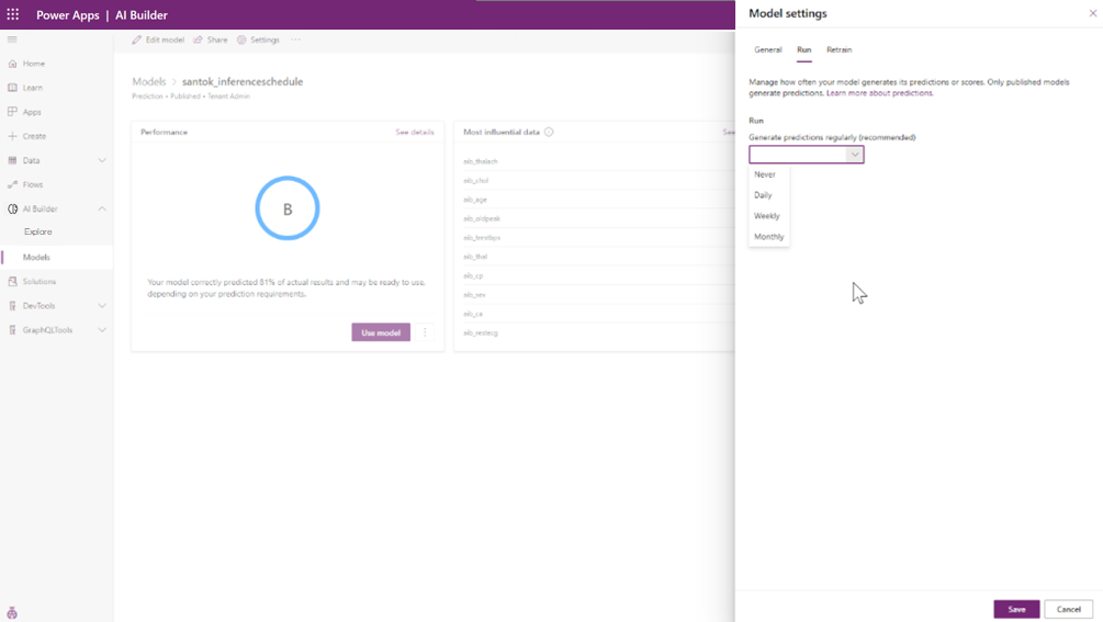 Screenshot showing the schedule cadence.