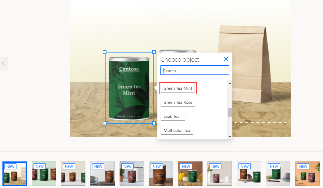 Screenshot of Choose object list.