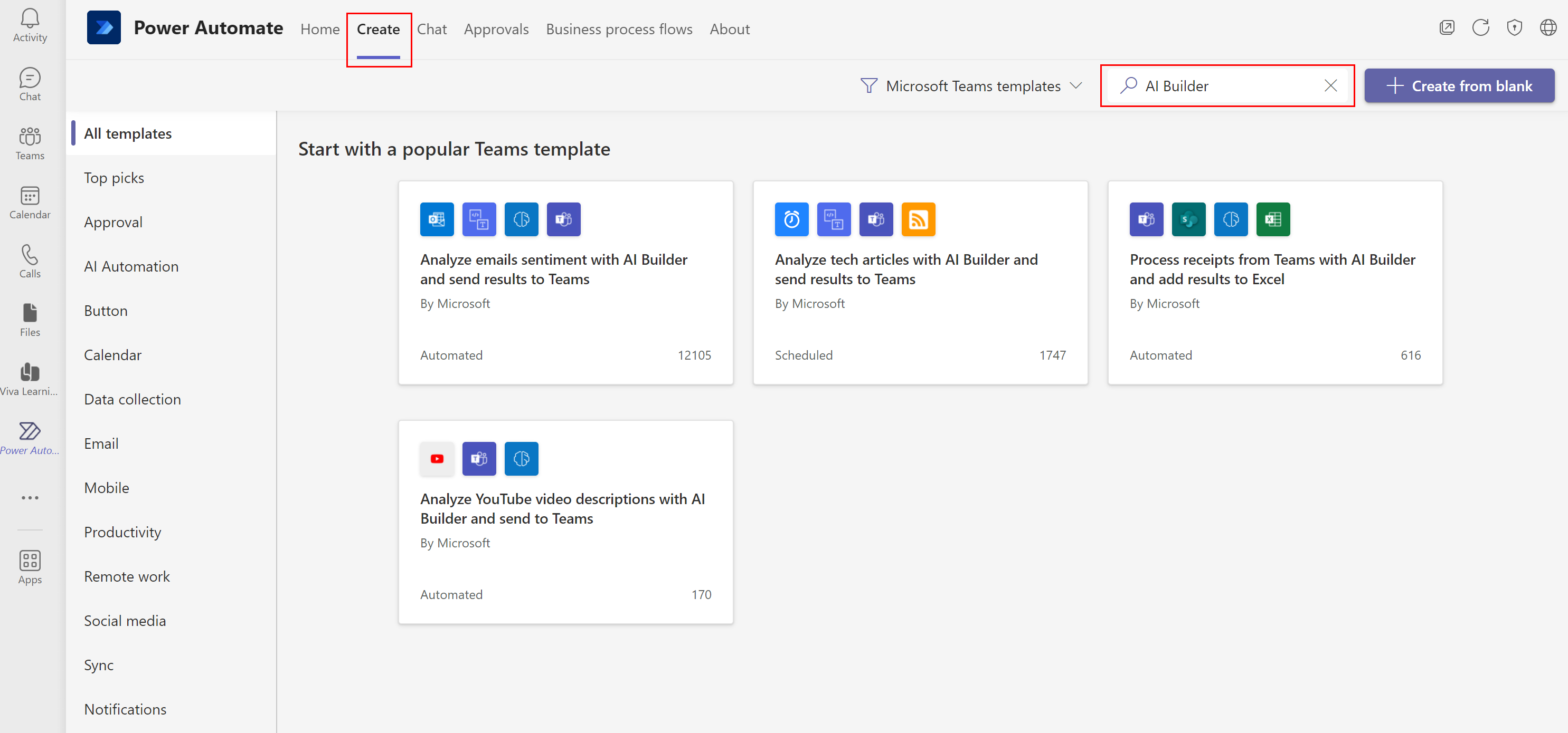 AI Builder in Power Automate for Microsoft Teams