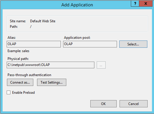 Settings for converting application