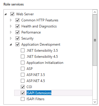 ISAPI and CGI features in Web Server Role