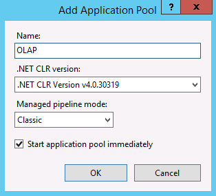 Screenshot of Add Application Pool dialog