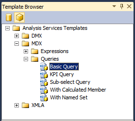 Template Explorer, filtered for Analysis Services