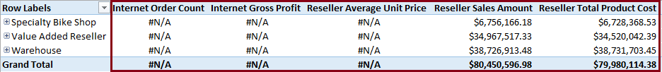 Pivottable showing allowed and denied cells