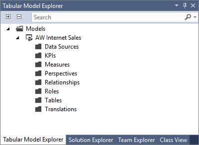 Screenshot of the Tabular Model Explorer dialog box.