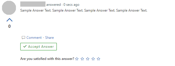 Screenshot of the inline survey to rate the quality of the answers