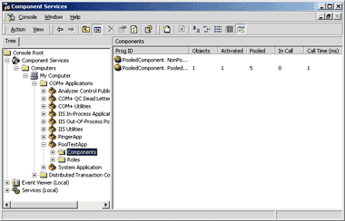 Figure 14 Pooling Stats in Component Services Explorer
